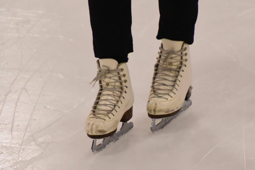 Woman skating on ice