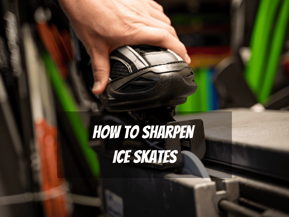 An Ice Hockey Skate On A Sharpening Machine As Someone Demonstrates How To Sharpen Ice Skates