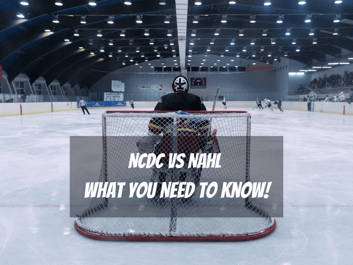 An Ice Hockey Goalie Defends His Net In An Ice Hockey Game But What Is The Difference Between NCDC And NAHL Leagues?