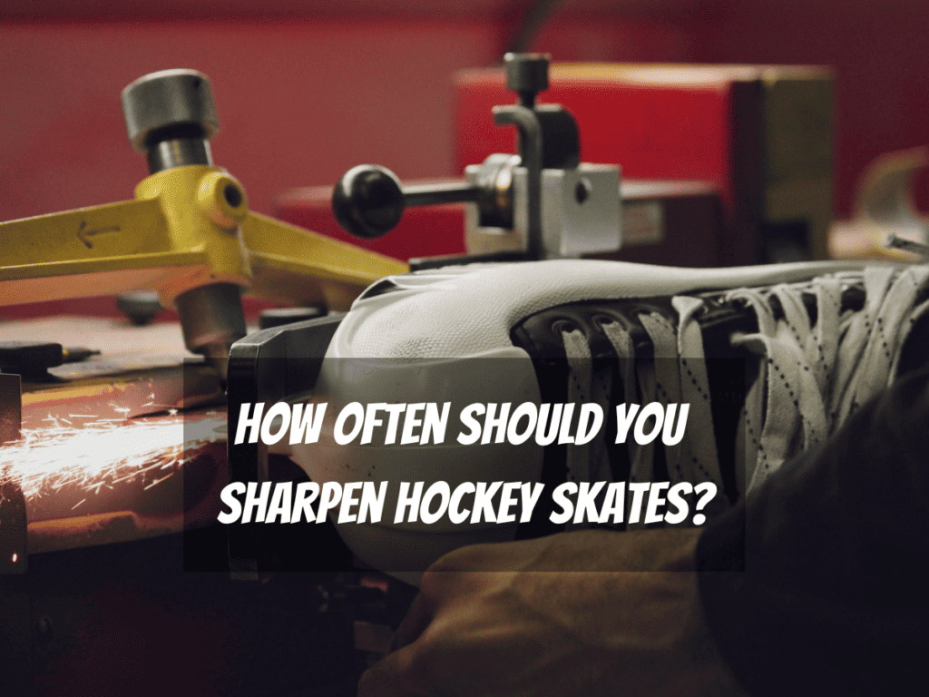 A White Hockey Skate Is Sharpened On A Skate Sharpening Machine How Often Should You Sharpen Hockey Skates?
